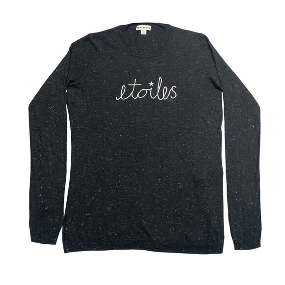 Whistles Sweaters - Whistles Sweater Womens 6 Black Etoiles Metallic Shiny Soft Cozy Crewneck